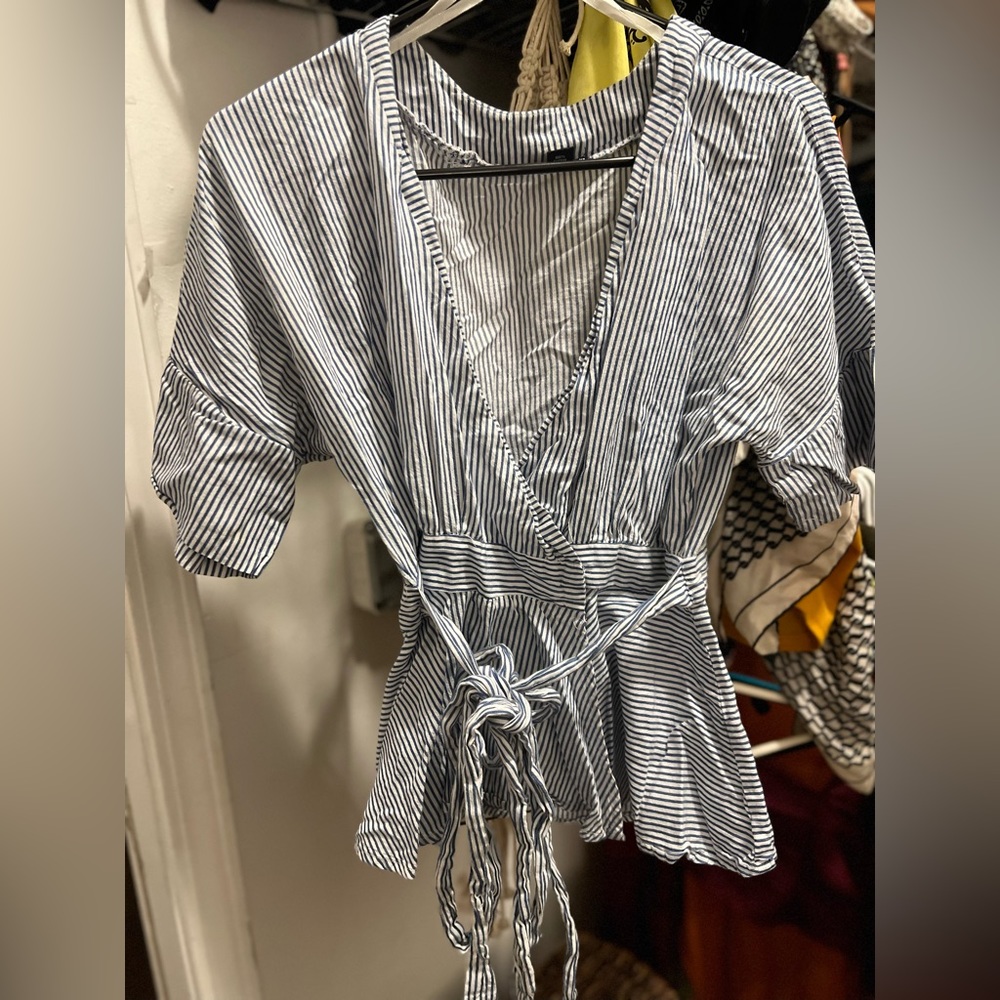Fashion Web Stripped V neck top